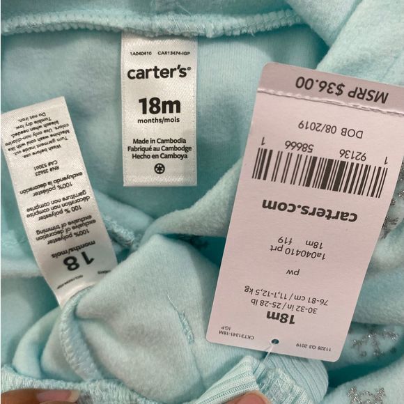 Carter's Teal Snowflake Fleece Hooded Sweater - Picture 11 of 12